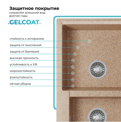Мойка кухонная POLYGRAN BRIG 772 (песочный №302)